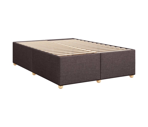 Cama box spring con colchón tela marrón oscuro 160x200 cm