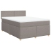 Cama box spring con colchón tela gris taupe 160x200 cm