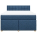 Cama box spring con colchón tela azul 160x200 cm