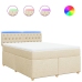 Cama box spring con colchón tela color crema 160x200 cm