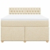 Cama box spring con colchón tela color crema 160x200 cm