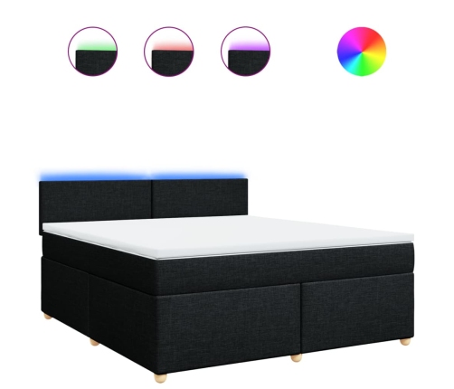 Cama box spring con colchón tela negro 180x200 cm