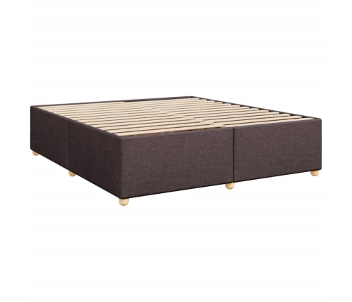 Cama box spring con colchón tela marrón oscuro 180x200 cm