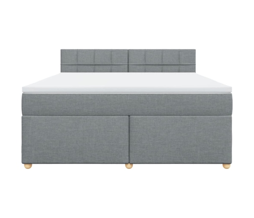 Cama box spring con colchón tela gris claro 180x200 cm