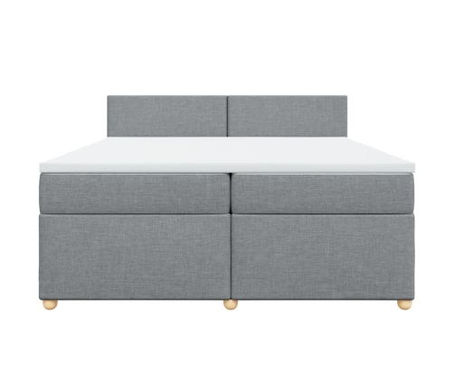 Cama box spring con colchón tela gris claro 200x200 cm