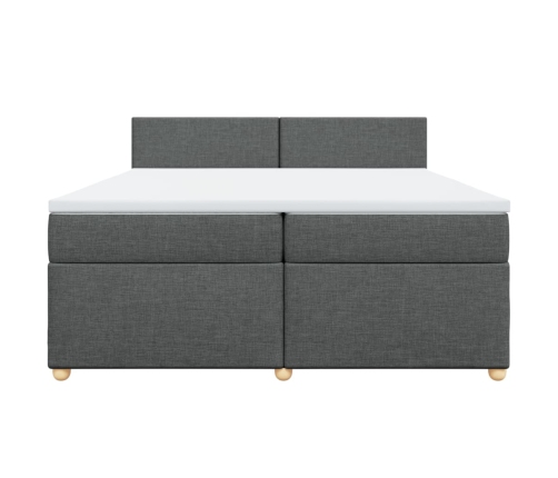 Cama box spring con colchón tela gris oscuro 200x200 cm