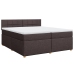 Cama box spring con colchón tela marrón oscuro 200x200 cm