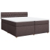 Cama box spring con colchón tela marrón oscuro 200x200 cm