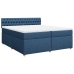 Cama box spring con colchón tela azul 200x200 cm