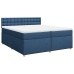 Cama box spring con colchón tela azul 200x200 cm