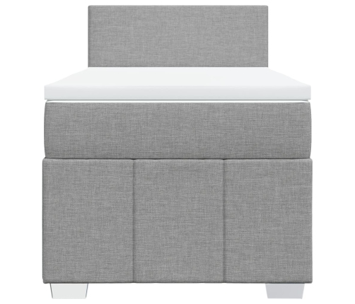 Cama box spring con colchón tela gris claro 80x200 cm