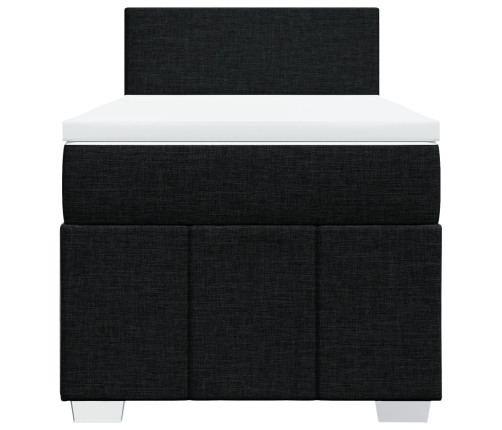 Cama box spring con colchón tela negro 80x200 cm