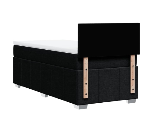Cama box spring con colchón tela negro 80x200 cm