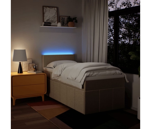 Cama box spring con colchón tela color crema 80x200 cm