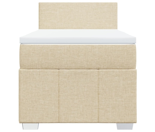 Cama box spring con colchón tela color crema 80x200 cm