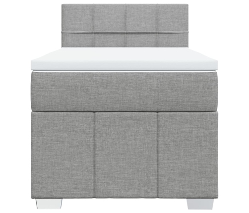 Cama box spring con colchón tela gris claro 80x200 cm