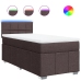 Cama box spring con colchón tela marrón oscuro 80x200 cm