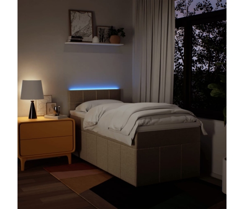Cama box spring con colchón tela color crema 80x200 cm