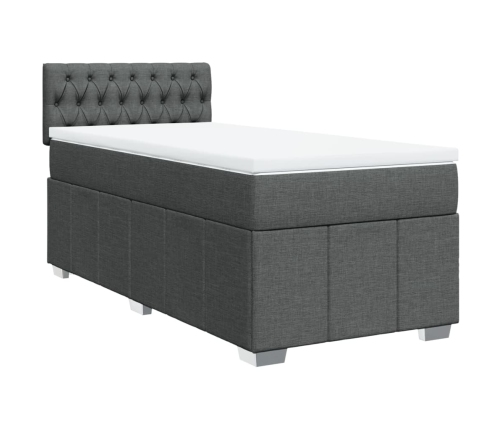 Cama box spring con colchón tela gris oscuro 80x200 cm