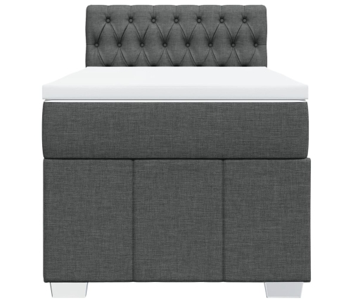 Cama box spring con colchón tela gris oscuro 80x200 cm