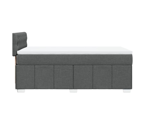 Cama box spring con colchón tela gris oscuro 80x200 cm