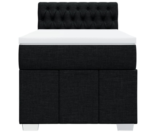 Cama box spring con colchón tela negro 80x200 cm