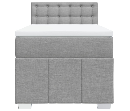 Cama box spring con colchón tela gris claro 80x200 cm