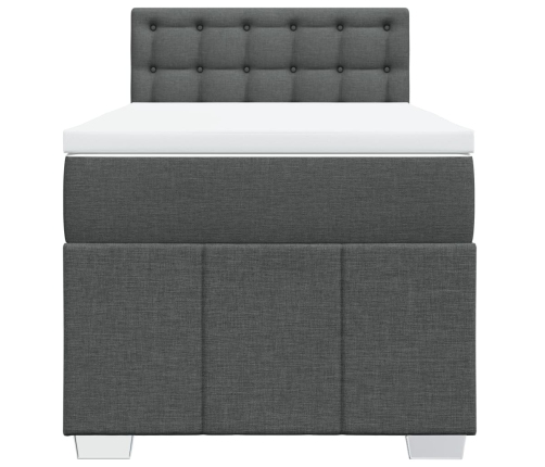 Cama box spring con colchón tela gris oscuro 80x200 cm