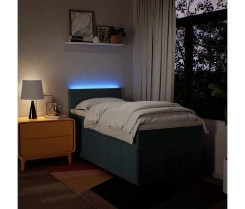 Cama box spring con colchón tela azul 90x190 cm