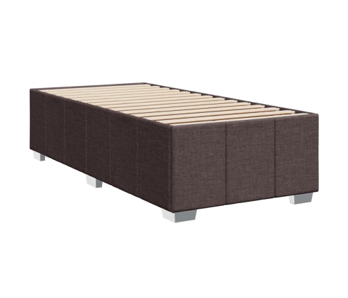 Cama box spring con colchón tela marrón oscuro 90x190 cm