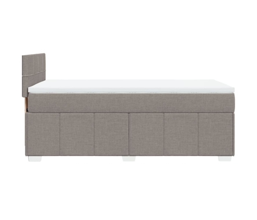 Cama box spring con colchón tela gris taupe 90x190 cm