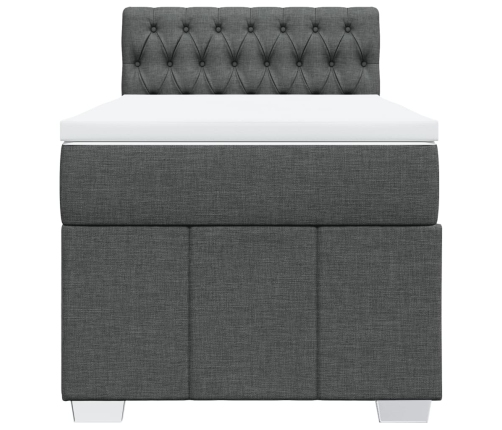 Cama box spring con colchón tela gris oscuro 90x190 cm