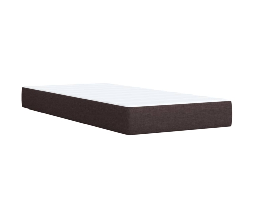 Cama box spring con colchón tela marrón oscuro 90x190 cm