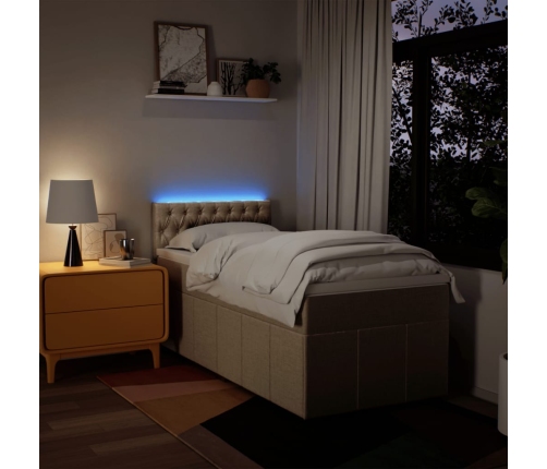 Cama box spring con colchón tela color crema 90x190 cm
