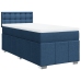 Cama box spring con colchón tela azul 90x190 cm