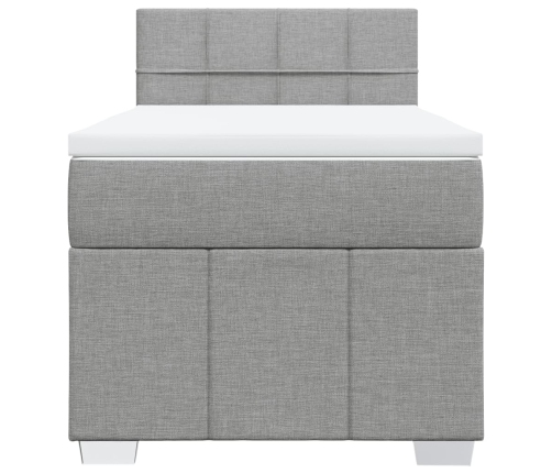 Cama box spring con colchón tela gris claro 90x200 cm