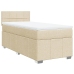 Cama box spring con colchón tela color crema 90x200 cm