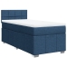 Cama box spring con colchón tela azul 90x200 cm