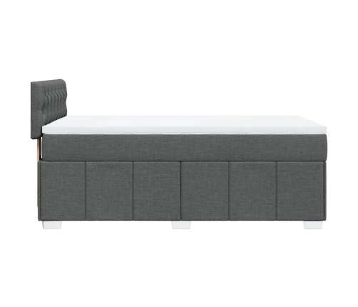 Cama box spring con colchón tela gris oscuro 90x200 cm