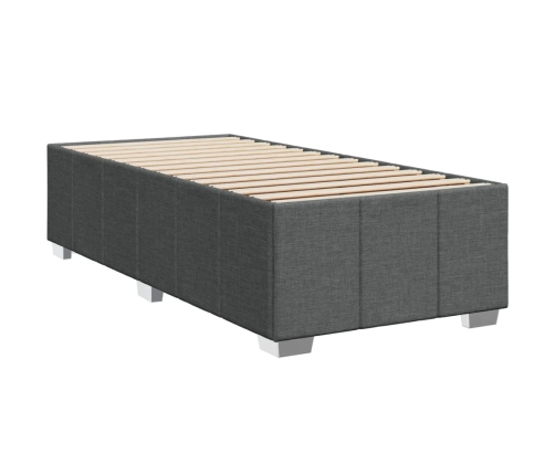 Cama box spring con colchón tela gris oscuro 90x200 cm