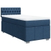 Cama box spring con colchón tela azul 90x200 cm