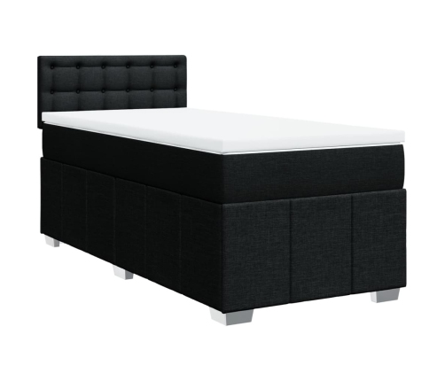 Cama box spring con colchón tela negro 90x200 cm