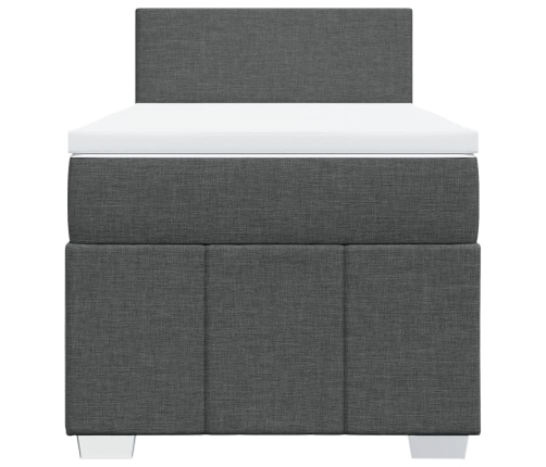 Cama box spring con colchón tela gris oscuro 100x200 cm