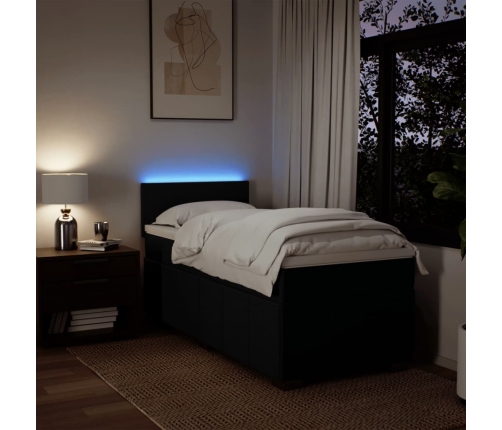 Cama box spring con colchón tela negro 100x200 cm
