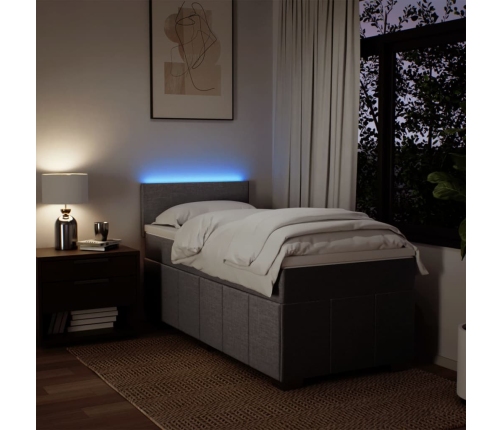 Cama box spring con colchón tela gris taupe 100x200 cm