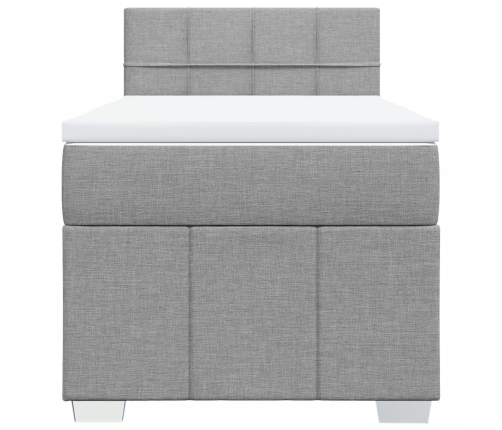 Cama box spring con colchón tela gris claro 100x200 cm