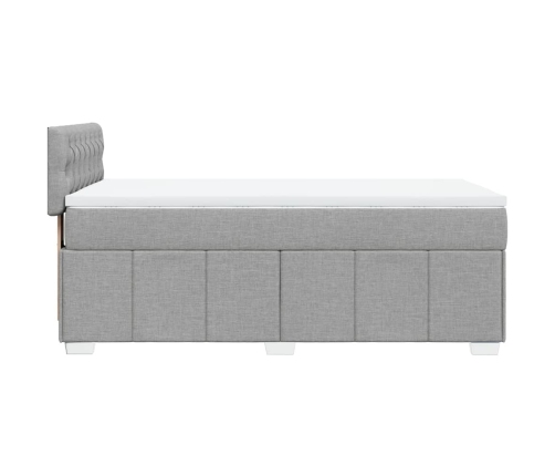 Cama box spring con colchón tela gris claro 100x200 cm