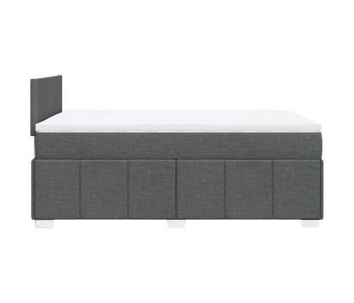 Cama box spring con colchón tela gris oscuro 120x190 cm