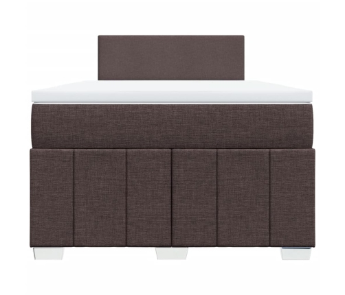 Cama box spring con colchón tela marrón oscuro 120x190 cm