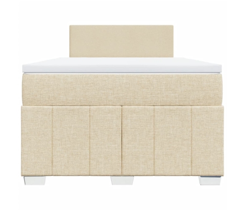 Cama box spring con colchón tela color crema 120x190 cm